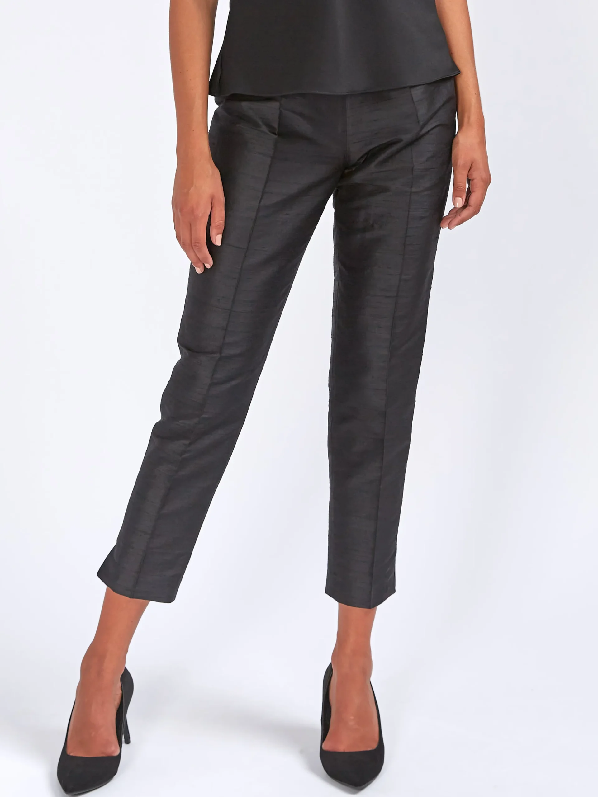 Favourbrook Cigarette Trousers Black Silk Douppion-Women Eveningwear | Eveningwear
