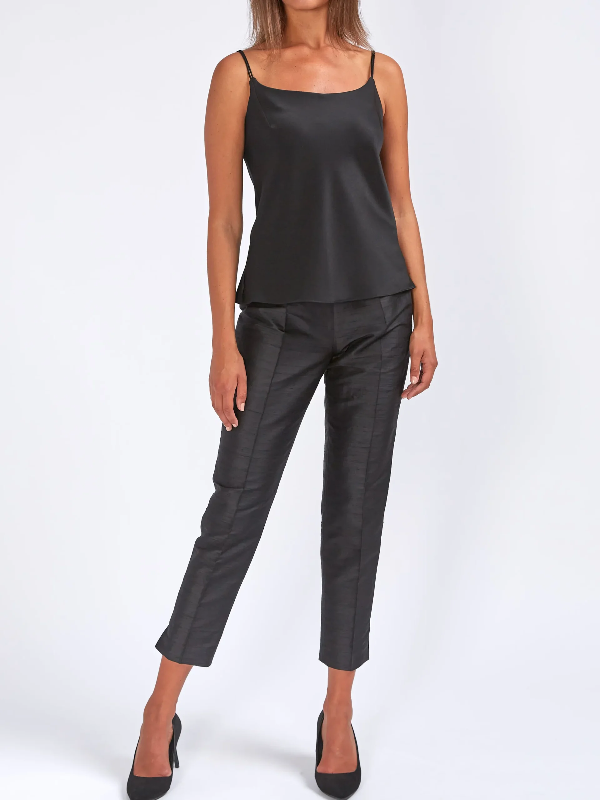 Favourbrook Cigarette Trousers Black Silk Douppion-Women Eveningwear | Eveningwear