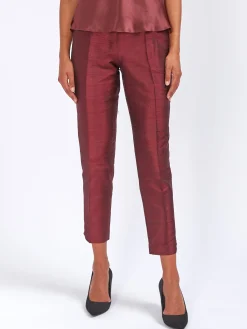 Favourbrook Cigarette Trousers Claret Silk Douppion-Women Eveningwear | Eveningwear