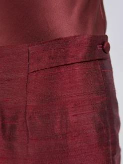 Favourbrook Cigarette Trousers Claret Silk Douppion-Women Eveningwear | Eveningwear