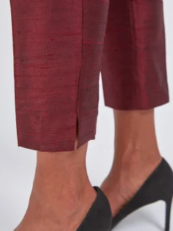 Favourbrook Cigarette Trousers Claret Silk Douppion-Women Eveningwear | Eveningwear