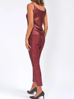 Favourbrook Cigarette Trousers Claret Silk Douppion-Women Eveningwear | Eveningwear
