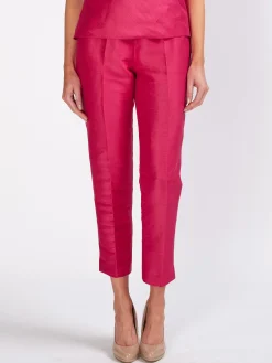 Favourbrook Cigarette Trousers Fuchsia Silverstone Silk Linen-Women Trousers & Jumpsuits | Trousers