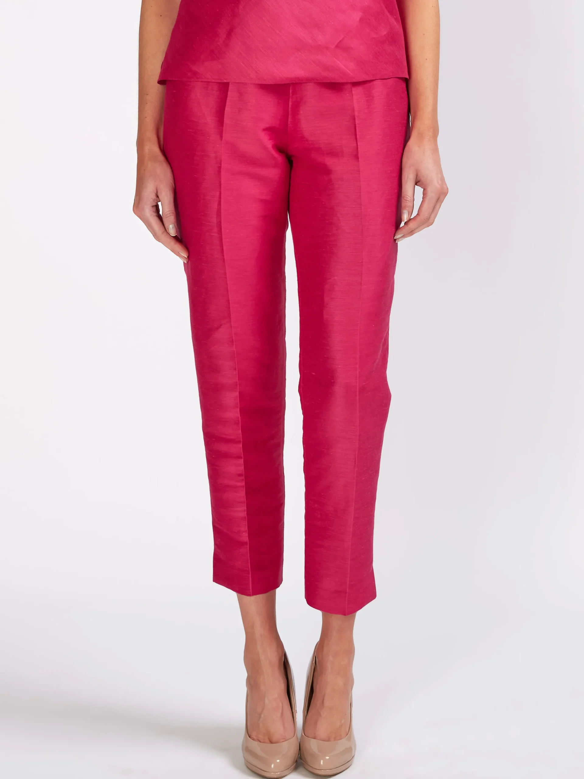 Favourbrook Cigarette Trousers Fuchsia Silverstone Silk Linen-Women Trousers & Jumpsuits | Trousers