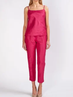 Favourbrook Cigarette Trousers Fuchsia Silverstone Silk Linen-Women Trousers & Jumpsuits | Trousers