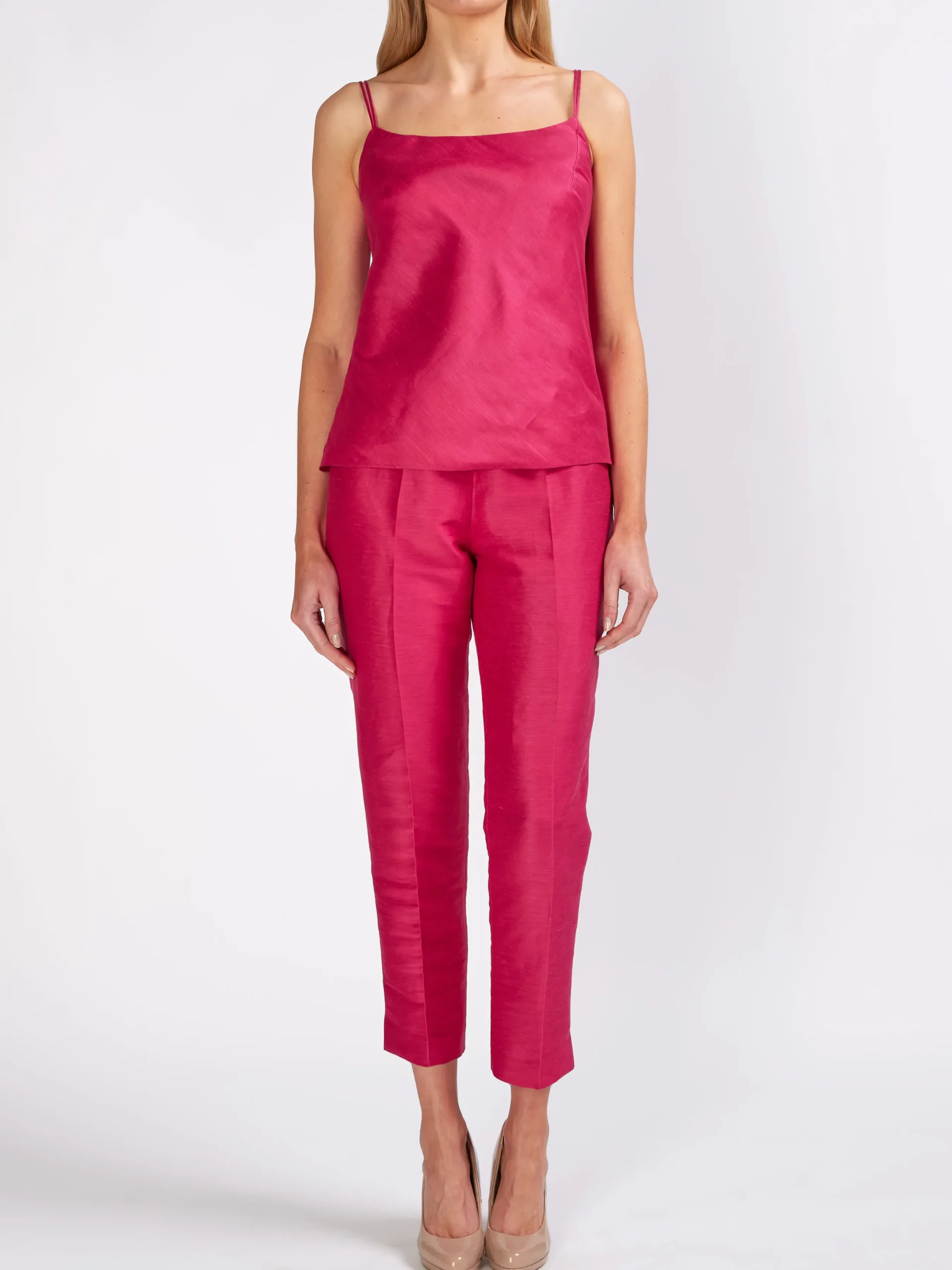 Favourbrook Cigarette Trousers Fuchsia Silverstone Silk Linen-Women Trousers & Jumpsuits | Trousers