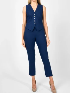 Favourbrook Cigarette Trousers Navy Evering Linen-Women Trousers & Jumpsuits | Trousers