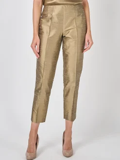 Favourbrook Cigarette Trousers Pewter Gold Silk Douppion-Women Eveningwear | Eveningwear
