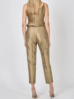 Favourbrook Cigarette Trousers Pewter Gold Silk Douppion-Women Eveningwear | Eveningwear