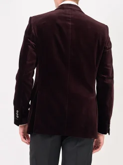 Favourbrook Claret Velvet Cotton Newport Jacket- Velvet Jackets | Dinner Jackets