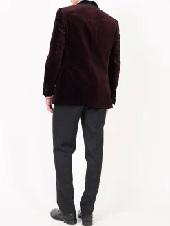 Favourbrook Claret Velvet Single Breasted Grosvenor Smoking Jacket- Velvet Jackets | Smoking Jackets