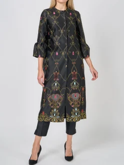 Favourbrook Collarless Duster Coat Black Blythe Duchesse Satin-Women Eveningwear | Eveningwear