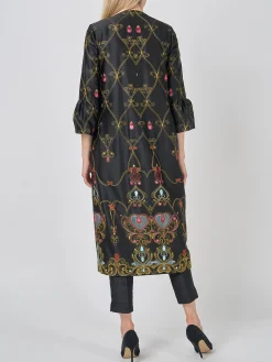 Favourbrook Collarless Duster Coat Black Blythe Duchesse Satin-Women Eveningwear | Eveningwear