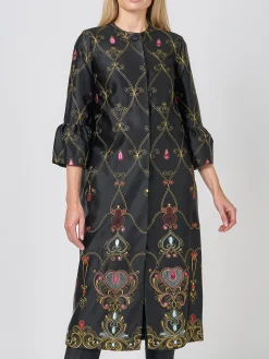 Favourbrook Collarless Duster Coat Black Blythe Duchesse Satin-Women Eveningwear | Eveningwear