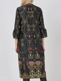 Favourbrook Collarless Duster Coat Black Blythe Duchesse Satin-Women Eveningwear | Eveningwear