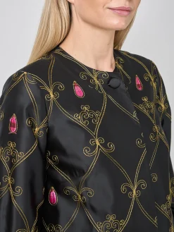 Favourbrook Collarless Duster Coat Black Blythe Duchesse Satin-Women Eveningwear | Eveningwear