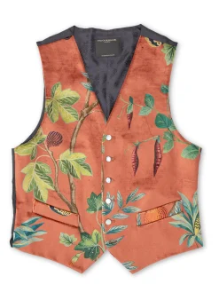 Favourbrook Copper Regency Velvet Single Breasted 6 Button Waistcoat- Single Breasted Waistcoats | Waistcoats
