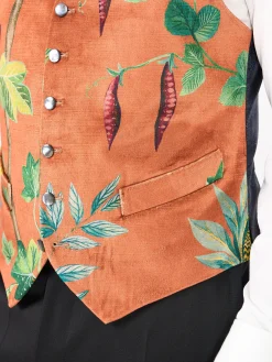 Favourbrook Copper Regency Velvet Single Breasted 6 Button Waistcoat- Single Breasted Waistcoats | Waistcoats