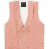 Favourbrook Coral Wolferton Double Breasted 8 Button Shawl Lapel Waistcoat- Waistcoats | Royal Ascot Waistcoats