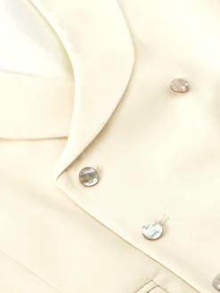 Favourbrook Cream Gabardine Wool Double Breasted 8 Button Shawl Lapel Waistcoat- Groomswear | Waistcoats