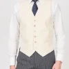 Favourbrook Cream Gabardine Wool Single Breasted 6 Button Waistcoat- Wedding Attire | Waistcoats