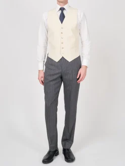 Favourbrook Cream Gabardine Wool Single Breasted 6 Button Waistcoat- Wedding Attire | Waistcoats