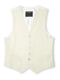 Favourbrook Cream Gabardine Wool Single Breasted 6 Button Waistcoat- Wedding Attire | Waistcoats