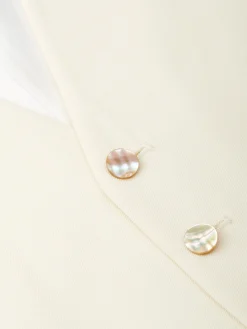 Favourbrook Cream Gabardine Wool Single Breasted 6 Button Waistcoat- Wedding Attire | Waistcoats