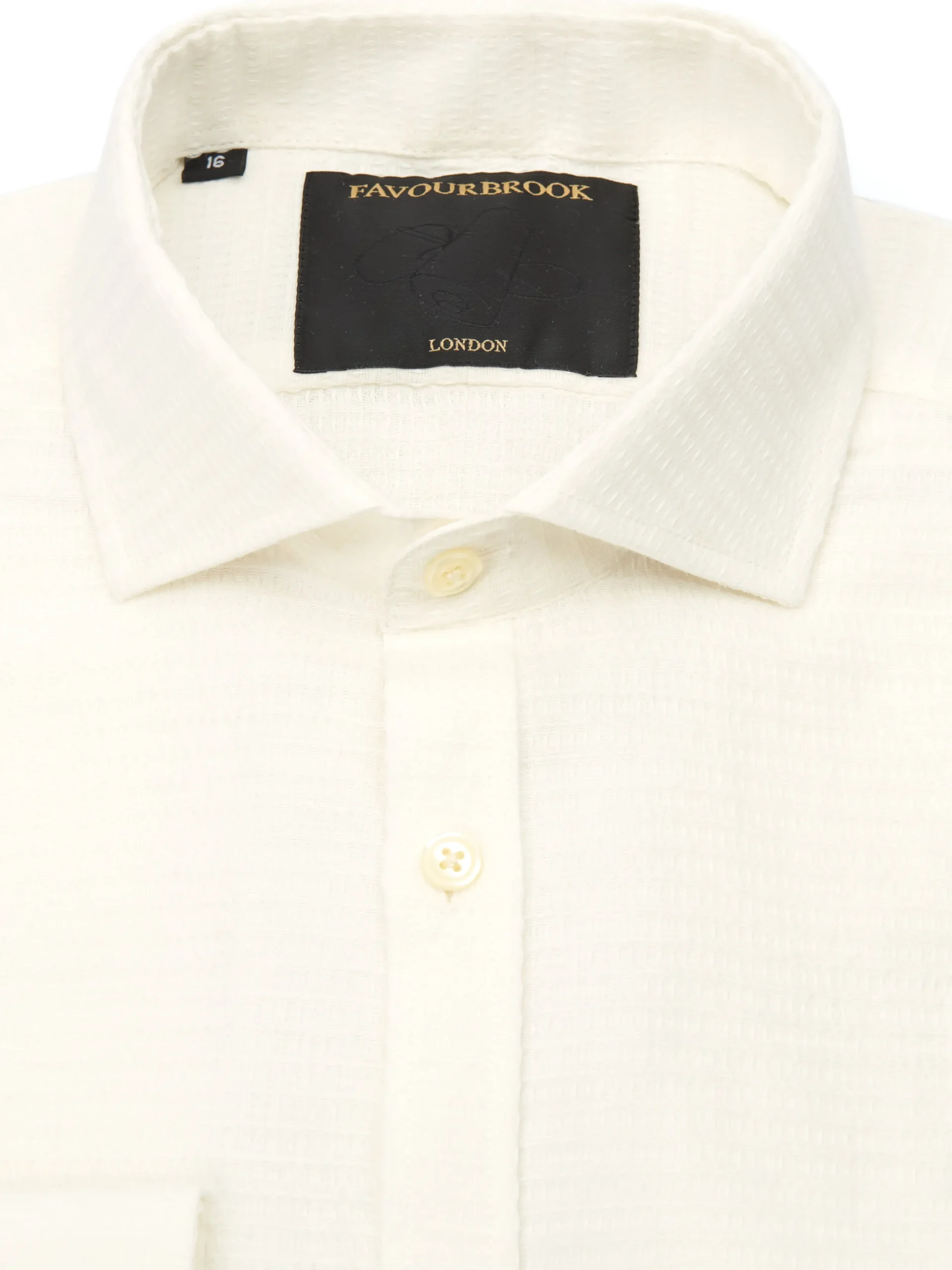 Favourbrook Cream Haston Cutaway Collar Shirt- Shirts