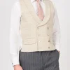 Favourbrook Cream Wetherby Double Breasted 8 Button Shawl Lapel Waistcoat- Waistcoats | Shawl Lapel Waistcoats