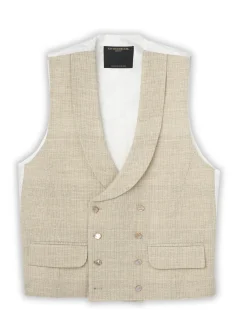Favourbrook Cream Wetherby Double Breasted 8 Button Shawl Lapel Waistcoat- Waistcoats | Shawl Lapel Waistcoats