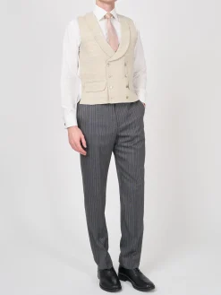 Favourbrook Cream Wetherby Double Breasted 8 Button Shawl Lapel Waistcoat- Waistcoats | Shawl Lapel Waistcoats