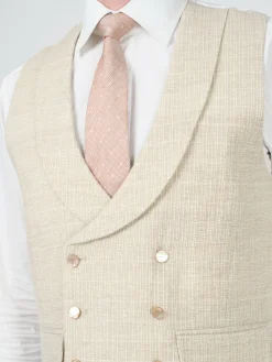 Favourbrook Cream Wetherby Double Breasted 8 Button Shawl Lapel Waistcoat- Waistcoats | Shawl Lapel Waistcoats