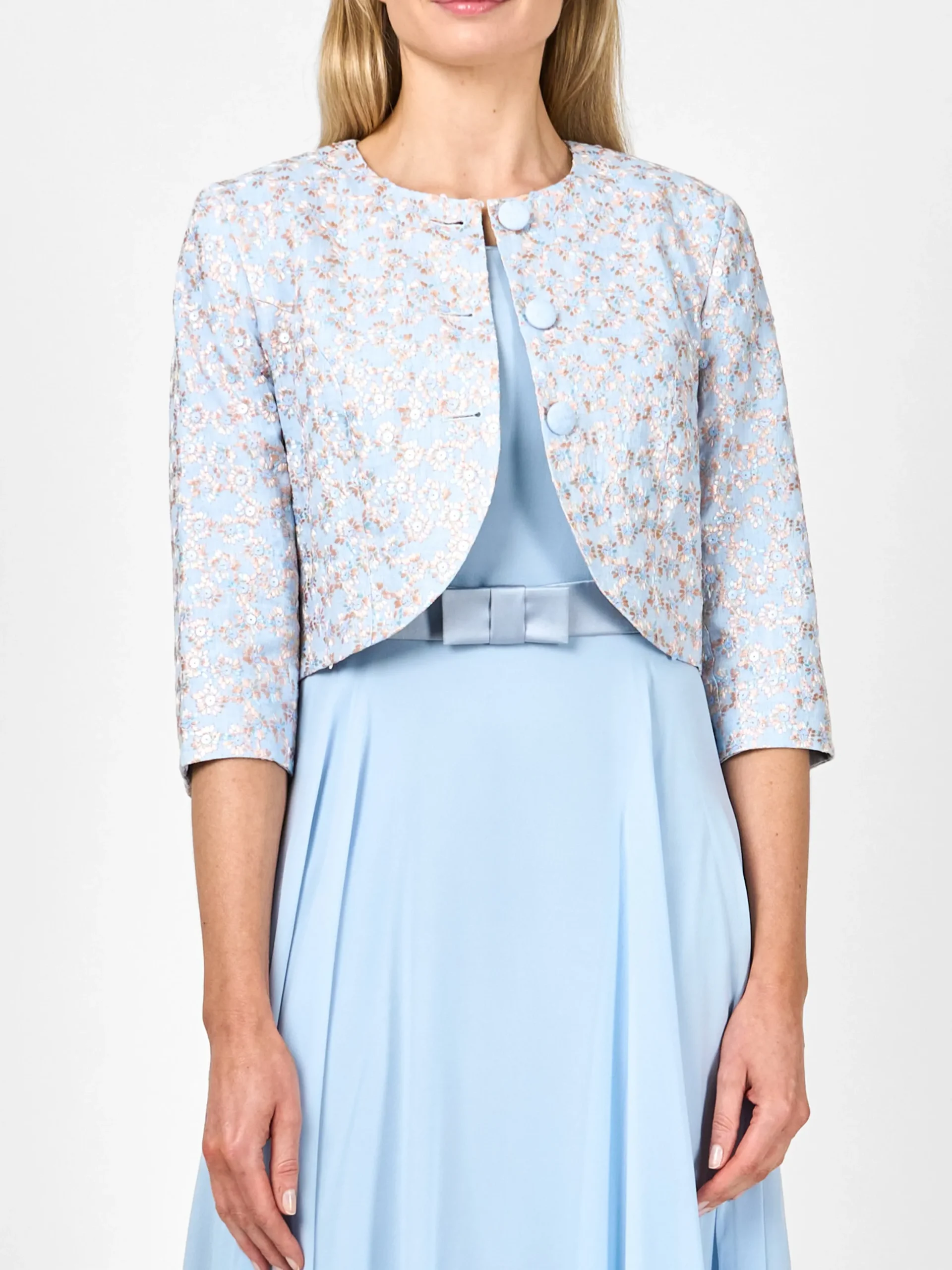 Favourbrook Davina Jacket Pale Blue Cosgrove Crease Resist Linen-Women Mother Of The Bride | Short Jackets