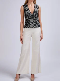 Favourbrook Double Breasted Waistcoat Black Brett Linen-Women Tops & Blouses | Waistcoats