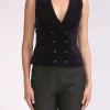 Favourbrook Double-Breasted Aubergine Plain Velvet Waistcoat-Women Eveningwear | Eveningwear