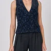 Favourbrook Double-Breasted Black Navy Clyde Silk Velvet-Women Eveningwear | Eveningwear