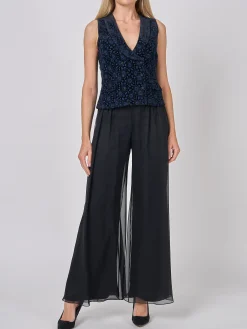 Favourbrook Double-Breasted Black Navy Clyde Silk Velvet-Women Eveningwear | Eveningwear