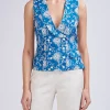 Favourbrook Double-Breasted Waistcoat Cobalt Peasenhall Linen-Women Tops & Blouses | Waistcoats