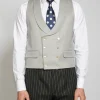Favourbrook Dukes Dove Grey Double Breasted 8 Button Shawl Lapel Waistcoat- Waistcoats | Shawl Lapel Waistcoats