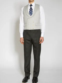 Favourbrook Dukes Dove Grey Double Breasted 8 Button Shawl Lapel Waistcoat- Waistcoats | Shawl Lapel Waistcoats