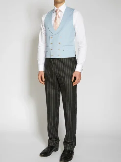 Favourbrook Dukes Pale Blue Double Breasted 8 Button Shawl Lapel Waistcoat- Royal Ascot | Wedding Attire