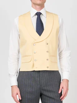 Favourbrook Dukes Yellow Double Breasted 8 Button Shawl Lapel Waistcoat- Waistcoats | Shawl Lapel Waistcoats