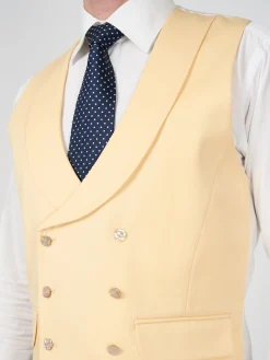 Favourbrook Dukes Yellow Double Breasted 8 Button Shawl Lapel Waistcoat- Waistcoats | Shawl Lapel Waistcoats