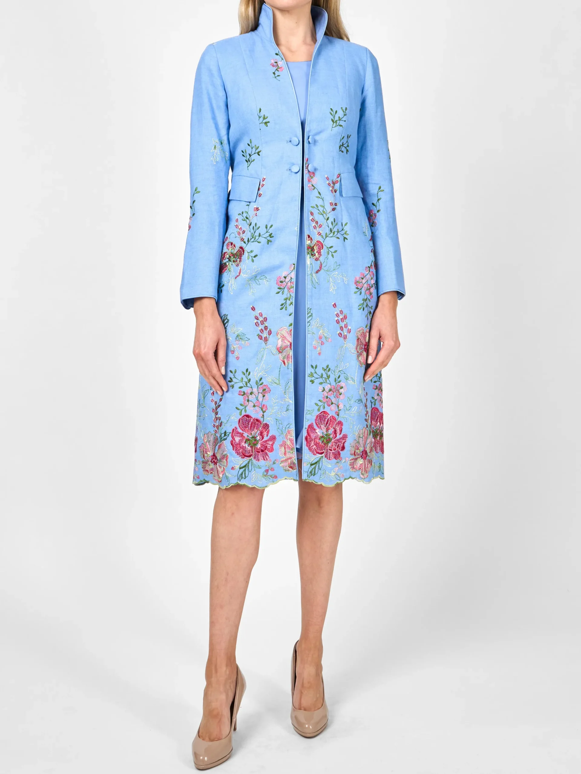Favourbrook Eton Coat Pale Blue Glemham Crease Resist Linen-Women Jackets & Coats | Mother Of The Bride