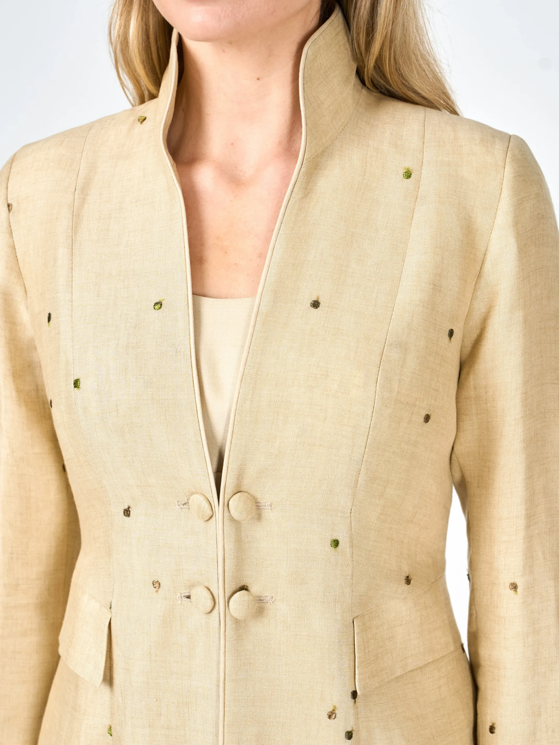 Favourbrook Eton Coat Pale Gold Hampton Crease Resist Linen-Women Mother Of The Bride | Jackets & Coats