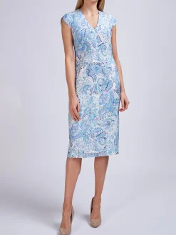 Favourbrook Florence Dress Ivory Blue Safy Linen-Women Raceday | Dresses