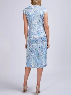 Favourbrook Florence Dress Ivory Blue Safy Linen-Women Raceday | Dresses