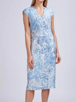 Favourbrook Florence Dress Ivory Blue Safy Linen-Women Raceday | Dresses