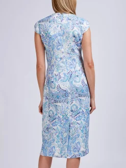 Favourbrook Florence Dress Ivory Blue Safy Linen-Women Raceday | Dresses